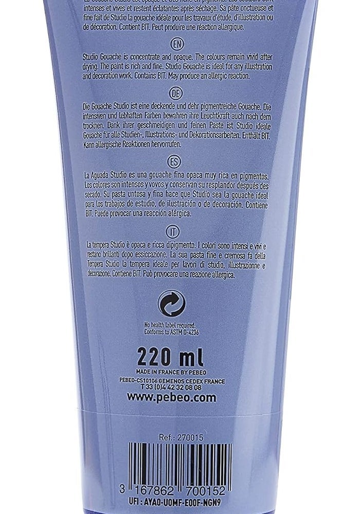PEBEO Studio Gouache Paint, 220 ml, Ultramarine Blue - Vibrant Matte Finish for Artists - Image 2