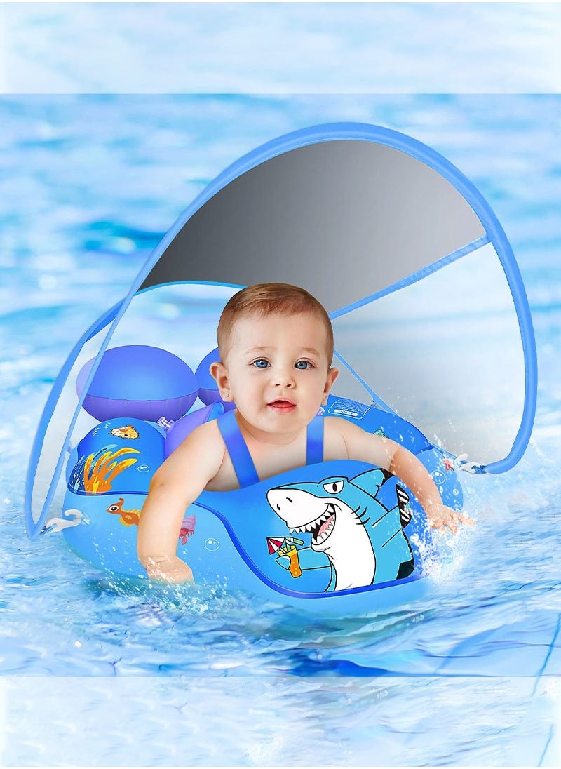 Topyich Baby Swimming Float with UPF50+ Sun Canopy, Inflatable Baby Floats for Pool, No Flip Over Toddler Pool Ring for Baby Age of 3-36 Months  - Image 1