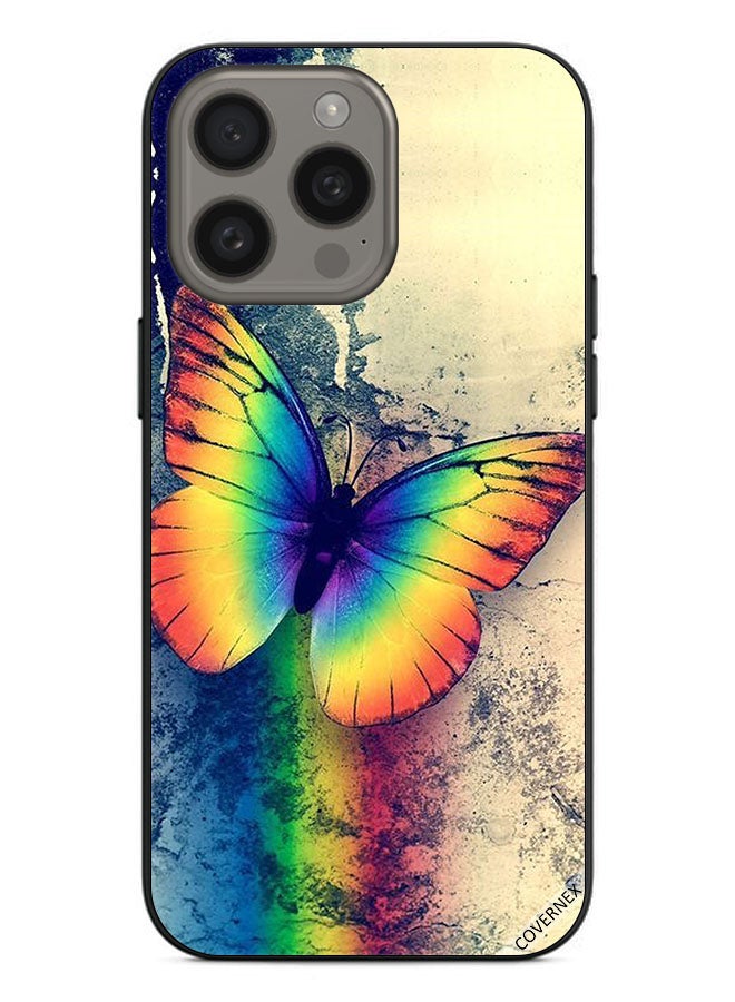 Covernex Protective Case Cover For Apple iPhone 15 Pro Vintage Rainbow Butterfly - Image 1