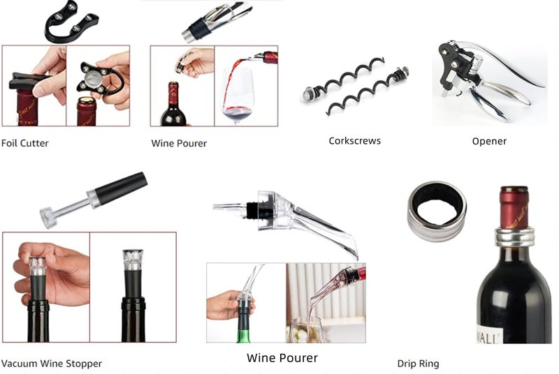 Smaier Wine Opener,Wine Bottle Opener, Wine Accessories Areator Wine Opener Kit, Red wine Corkscrew Set with Wood Case,Wine Gift with Luxury Packaging - Image 3
