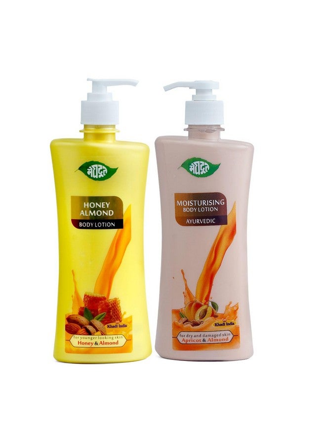 Meghdoot Honey Almond and Moisturizing Body Lotion Combo, Ayurvedic Hydrating Lotion for Soft and Glowing Skin, 500ml Each (Pack of 2) - Image 1