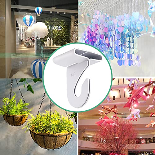 Gansita 20 Pair Drop Hooks for Hanging, White Heavy Duty Metal T-Bar Hooks, Suspended Ceiling Tile Hook Clips for Home, Classroom, Office & Decorations - Image 5