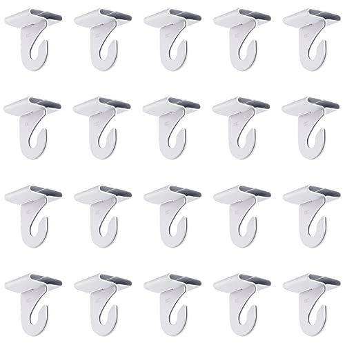 Gansita 20 Pair Drop Hooks for Hanging, White Heavy Duty Metal T-Bar Hooks, Suspended Ceiling Tile Hook Clips for Home, Classroom, Office & Decorations - Image 1