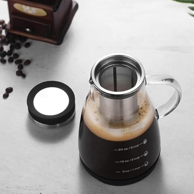 SWIUKPHE Cold Brew Coffee Maker 32Oz Airtight Maker With Removable Stainless Steel Filter For Home Iced Tea  Coffee Pot - Image 5