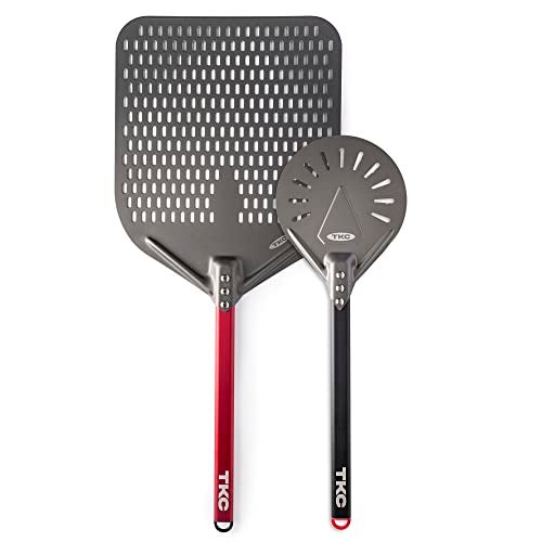 TKC Perforated Pizza Peel Bundle with 14 Inch XL Peel and 8" inch Pizza Turning Peel - Commercial Grade Pizza Spatula - Fits all 16 inch Pizza Ovens - Image 2