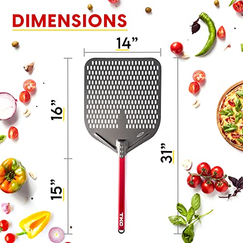 TKC Perforated Pizza Peel Bundle with 14 Inch XL Peel and 8" inch Pizza Turning Peel - Commercial Grade Pizza Spatula - Fits all 16 inch Pizza Ovens - Image 5