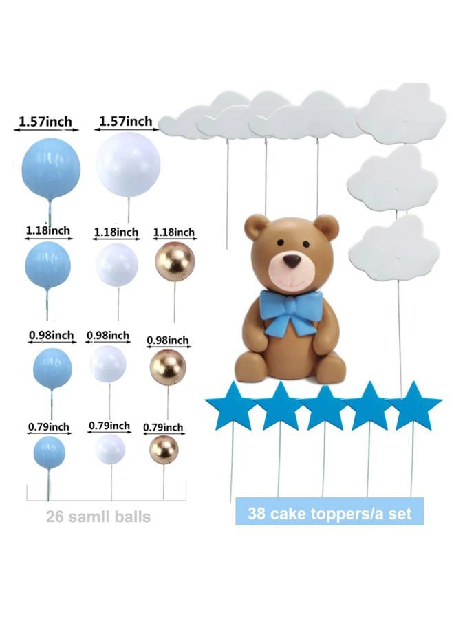 DiDida Baby Bear Cake Topper Boy for Birthday Baby Shower Baby Boy Blue 38pcs/set - Image 2