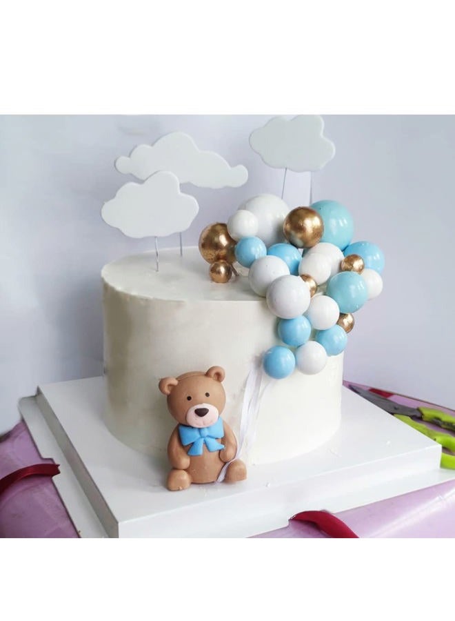 DiDida Baby Bear Cake Topper Boy for Birthday Baby Shower Baby Boy Blue 38pcs/set - Image 4