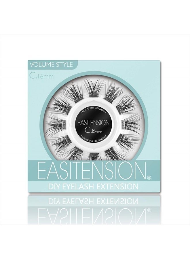 EASITENSION DIY Eyelash Extension, 3D Effect Individual Glue Bonded Lash Clusters Volume Lashes Set, Home Eyelash Extension, Lashes Pack (16MM-Volume) - Image 1