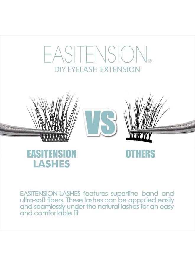 EASITENSION DIY Eyelash Extension, 3D Effect Individual Glue Bonded Lash Clusters Volume Lashes Set, Home Eyelash Extension, Lashes Pack (16MM-Volume) - Image 3