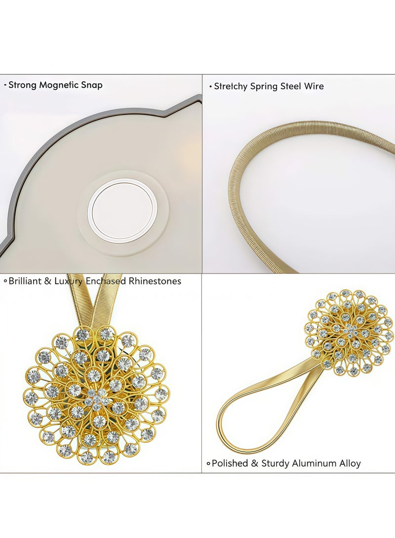 2 Pack Curtain Magnetic Buckle Spring Window Curtain Tie Cords for Home Office Decoration (Gold)  - Image 5