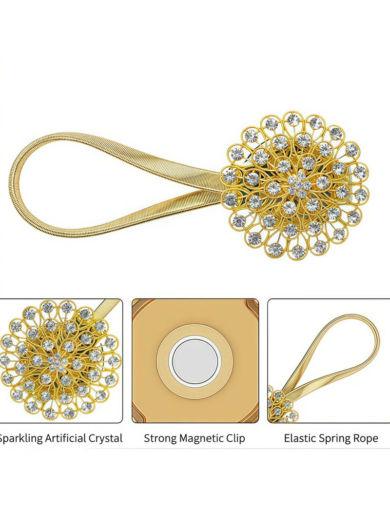 2 Pack Curtain Magnetic Buckle Spring Window Curtain Tie Cords for Home Office Decoration (Gold)  - Image 3