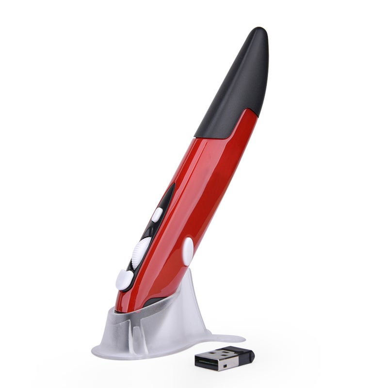 2.4GHz Wireless Optical Pen Adjustable 500/1000DPI Optical Presenter Flip Pen for PC Android Red - Image 1