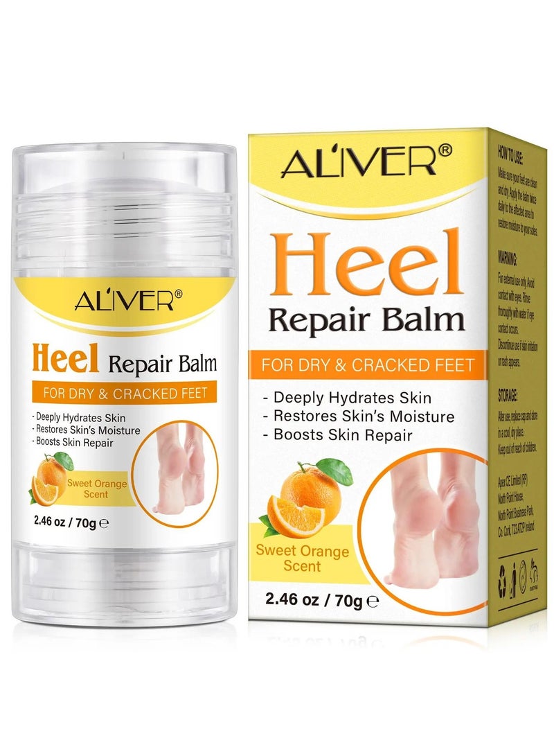 ALIVER 70g Cracked Heel Repair Balm Sweet Orange Scent Foot Cream for Cracked Heels and Dry Skin Cracked Heel Repair Balm with Shea Butter & Olive Oil Hydrates and Softens Dry Feet  - Image 1