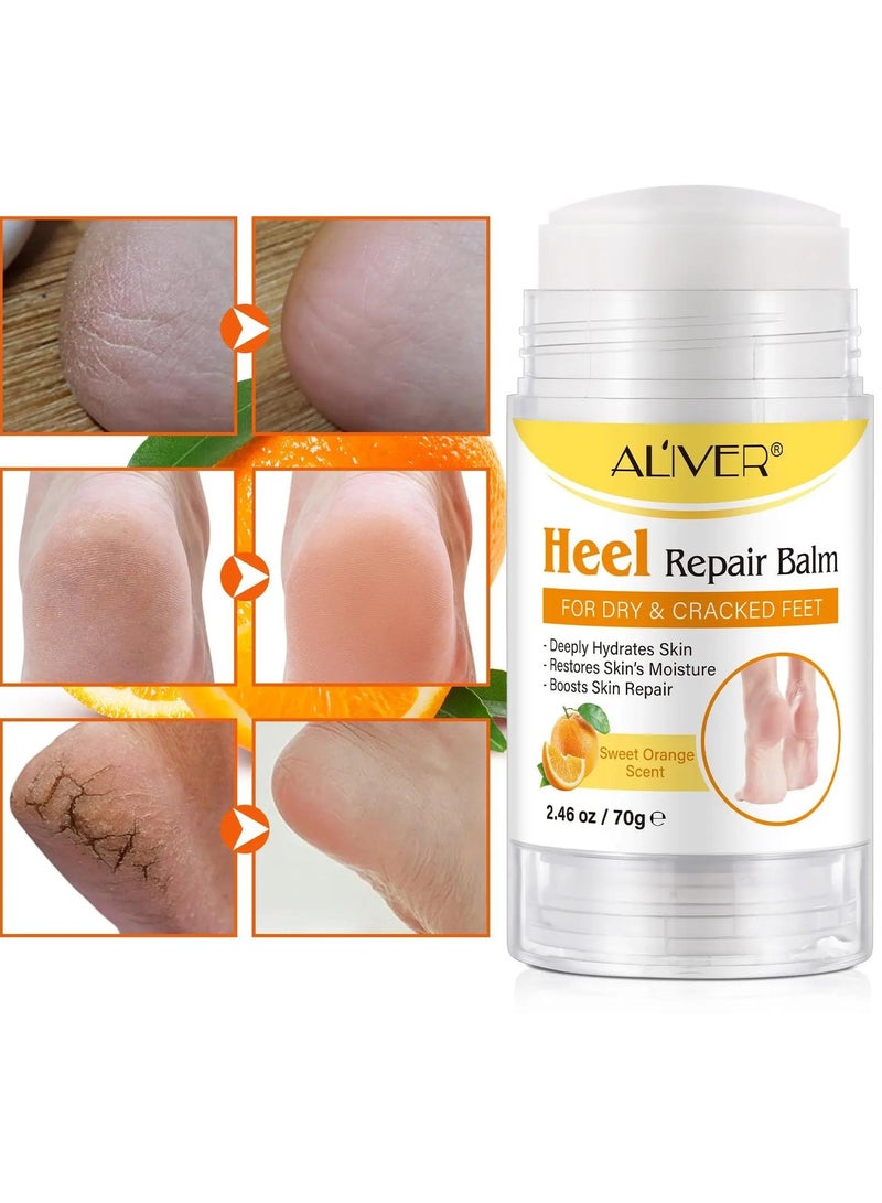 ALIVER 70g Cracked Heel Repair Balm Sweet Orange Scent Foot Cream for Cracked Heels and Dry Skin Cracked Heel Repair Balm with Shea Butter & Olive Oil Hydrates and Softens Dry Feet  - Image 3