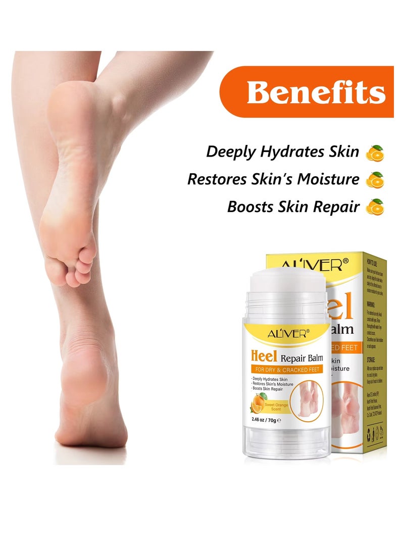 ALIVER 70g Cracked Heel Repair Balm Sweet Orange Scent Foot Cream for Cracked Heels and Dry Skin Cracked Heel Repair Balm with Shea Butter & Olive Oil Hydrates and Softens Dry Feet  - Image 4