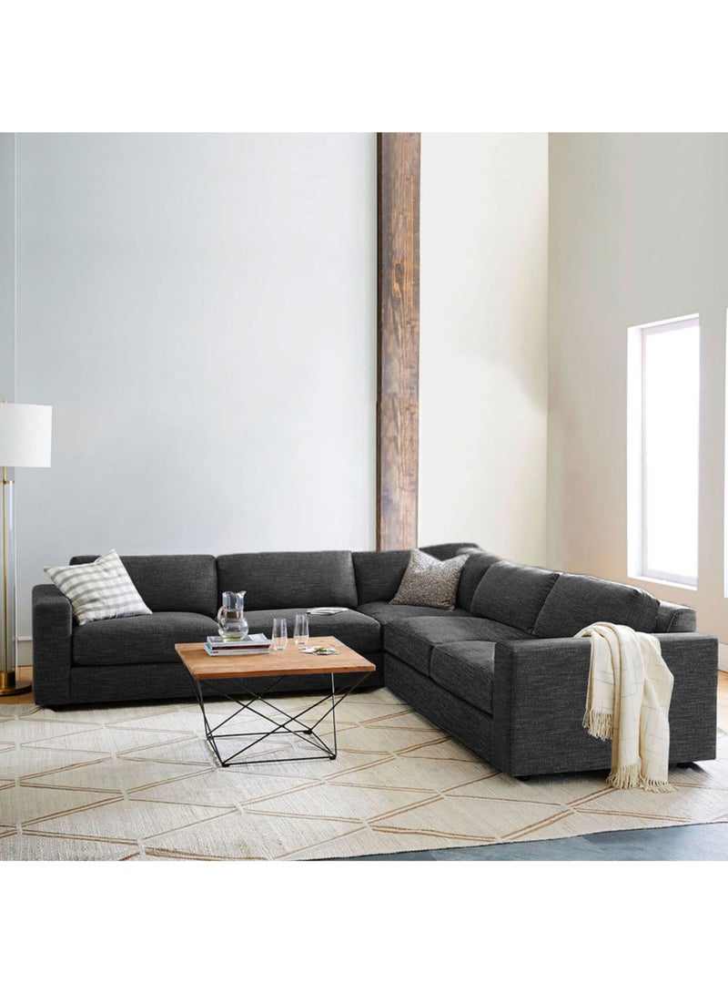 Karnak Aliana 5 Seater L-Shape Linen Sofa – Black - Image 1