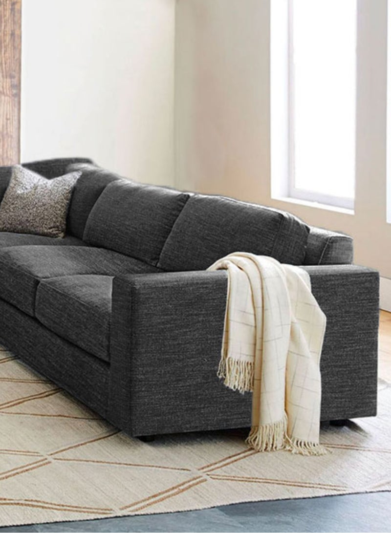 Karnak Aliana 5 Seater L-Shape Linen Sofa – Black - Image 2
