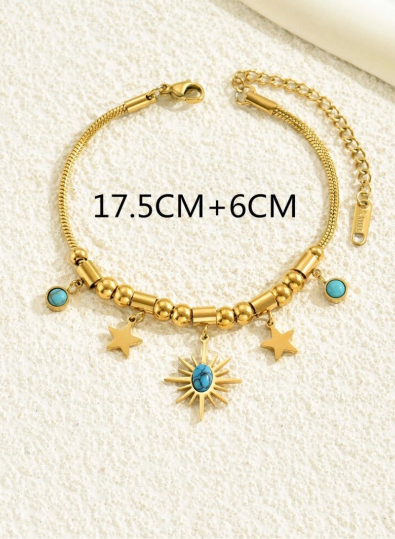 إيكوال اسوارة نسائية أنيقة من الاستانلس ستيل مطلية باللون الذهبي عيار 18 - Image 4