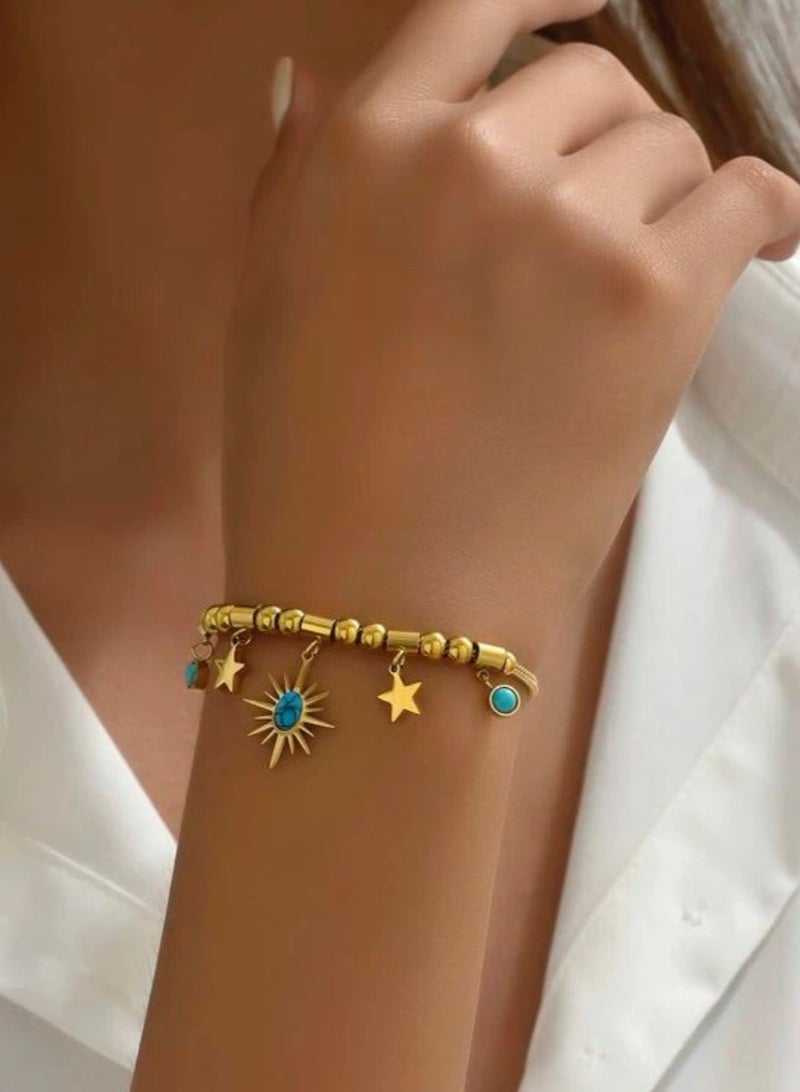 إيكوال اسوارة نسائية أنيقة من الاستانلس ستيل مطلية باللون الذهبي عيار 18 - Image 3