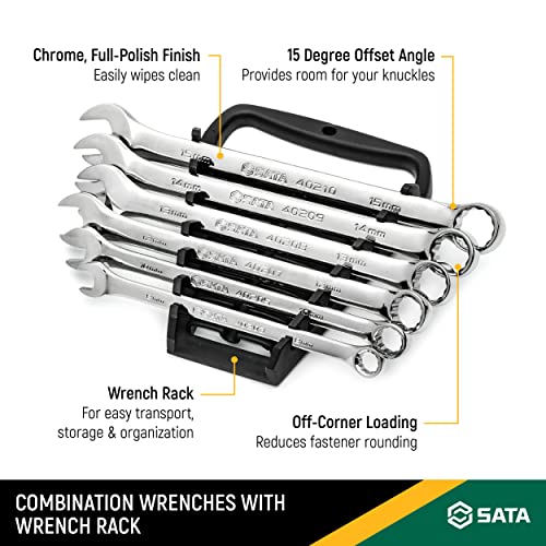 SATA 9-Piece Full-Polish Combination Wrench Set, SAE - ST09019SJ - Image 3