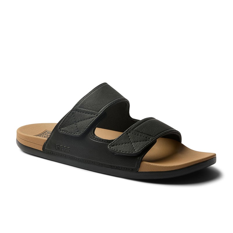 REEF Cushion Tradewind SL Mens Fashion Slides, Adjustable Vegan Leather Straps, Ultra Soft Cushion Footbed, Black/Tan, 10 - Image 3