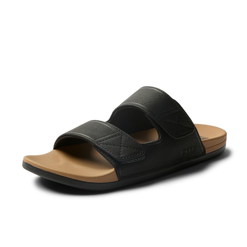 REEF Cushion Tradewind SL Mens Fashion Slides, Adjustable Vegan Leather Straps, Ultra Soft Cushion Footbed, Black/Tan, 10 - Image 1