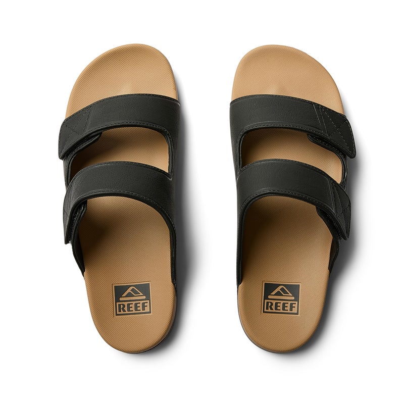 REEF Cushion Tradewind SL Mens Fashion Slides, Adjustable Vegan Leather Straps, Ultra Soft Cushion Footbed, Black/Tan, 10 - Image 5