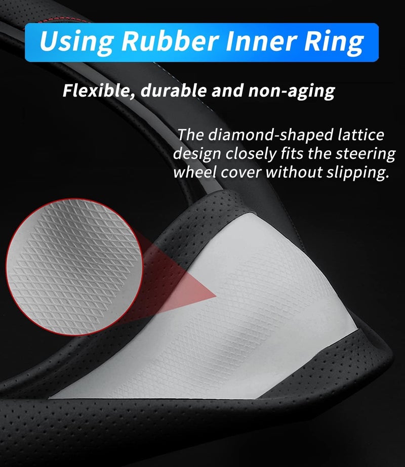 Deer Route Custom-Fit Audi Steering Wheel Cover - Premium Leather, Non-Slip, Breathable With Logo (B-Style) - Image 4