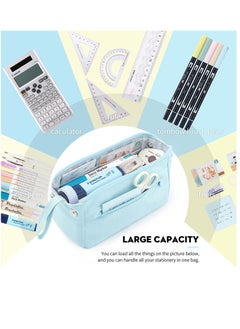 KASTWAVE Pencil Case Bag, Portable Large Capacity Durable Storage Student Pen Stationery Bag with Handle Canvas Bag for Boys Girls Men Women  - Image 3