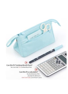 KASTWAVE Pencil Case Bag, Portable Large Capacity Durable Storage Student Pen Stationery Bag with Handle Canvas Bag for Boys Girls Men Women  - Image 4