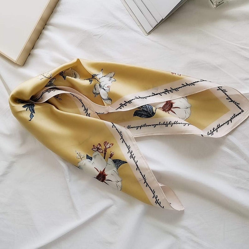 FONYVE Silk Feeling Scarf Medium Square Satin Head Wrap for Women 27.5 inches - Image 4