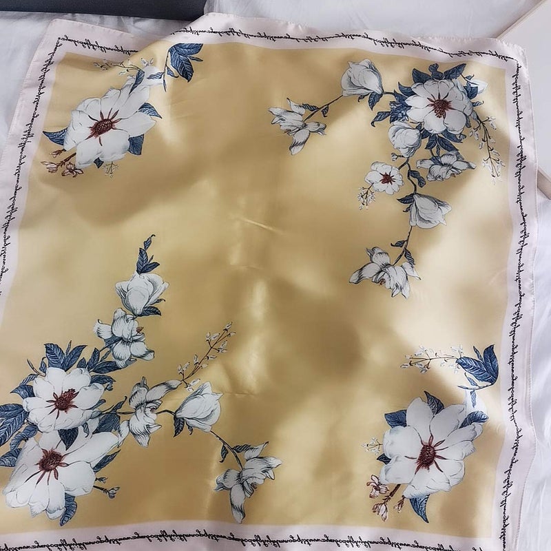 FONYVE Silk Feeling Scarf Medium Square Satin Head Wrap for Women 27.5 inches - Image 2