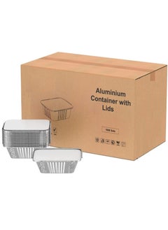 890CC 1000PC Disposable Aluminium Containers Foil Pans with Lids for Food Storage