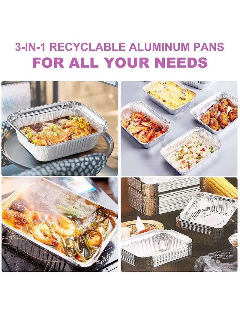 vsell24 - 890CC 1000PC Disposable Aluminium Containers Foil Pans with Lids for Food Storage - Image 1