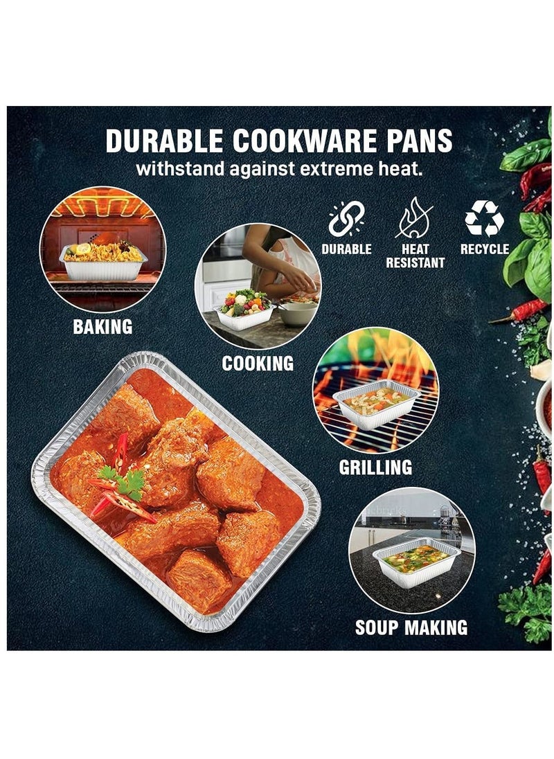 vsell24 - 890CC 1000PC Disposable Aluminium Containers Foil Pans with Lids for Food Storage - Image 1