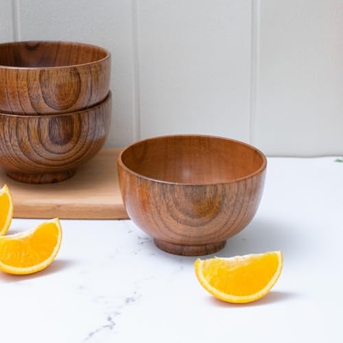 Cospring Handmade Wood Bowl, Mug, for Rice, Soup, Dip, Coffee, Tea, Decoration (2PCS Jujube Bowls, L: 5-1/8 inch Dia by 3-1/8 inch High) - Image 5