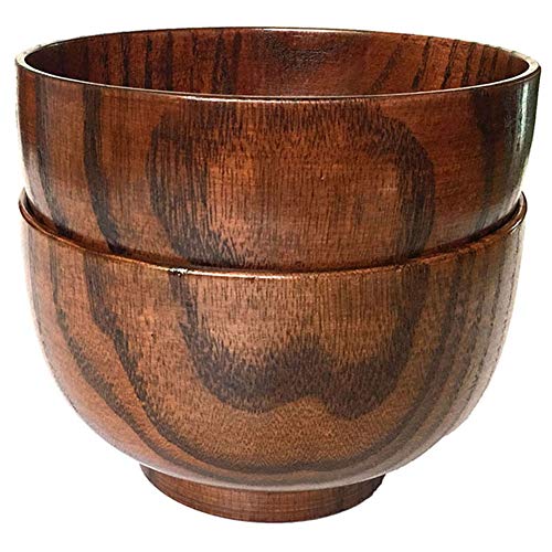 Cospring Handmade Wood Bowl, Mug, for Rice, Soup, Dip, Coffee, Tea, Decoration (2PCS Jujube Bowls, L: 5-1/8 inch Dia by 3-1/8 inch High) - Image 1