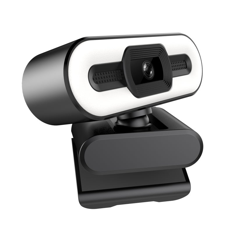 Streaming Webcam: Black, 3 Light Colors Dimmable Brightness, Built-in Noise-Reduction Microphone - Plug And Play USB Camera for Computer Streaming, Video Chatting - Image 2