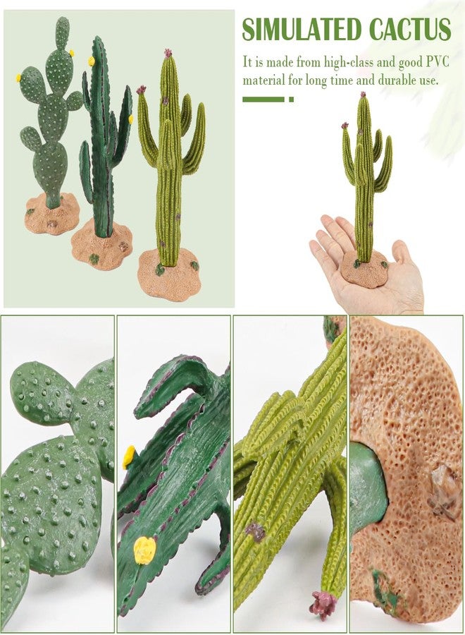DOERDO DD DOERDO 3 Pcs Resin Cactus Decor Simulation Cactus Plant Landscaping Decoration for Tortoise Lizard Gecko Bearded Dragon, 5.5x2 Inch - Image 4