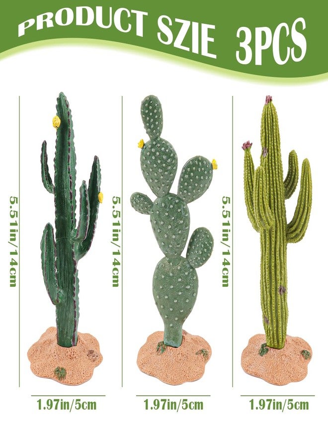 DOERDO DD DOERDO 3 Pcs Resin Cactus Decor Simulation Cactus Plant Landscaping Decoration for Tortoise Lizard Gecko Bearded Dragon, 5.5x2 Inch - Image 2