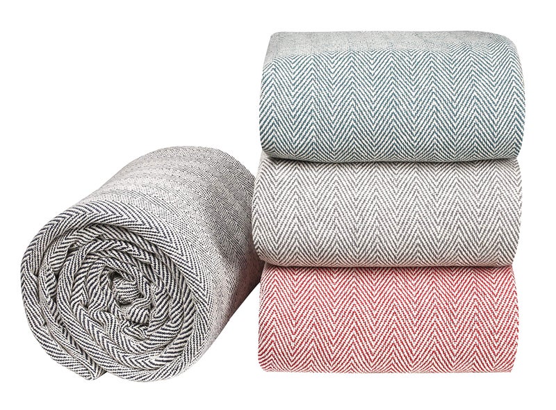 Glamburg 100% Soft and Breathable Cotton Thermal Blanket Twin Navy - Perfect for Layering Any Bed for All Season - Image 2