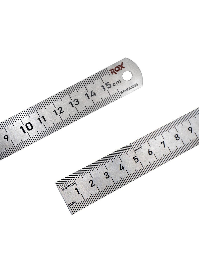ROX 0198 Double Sided Steel Ruler 150 mm  - Image 1