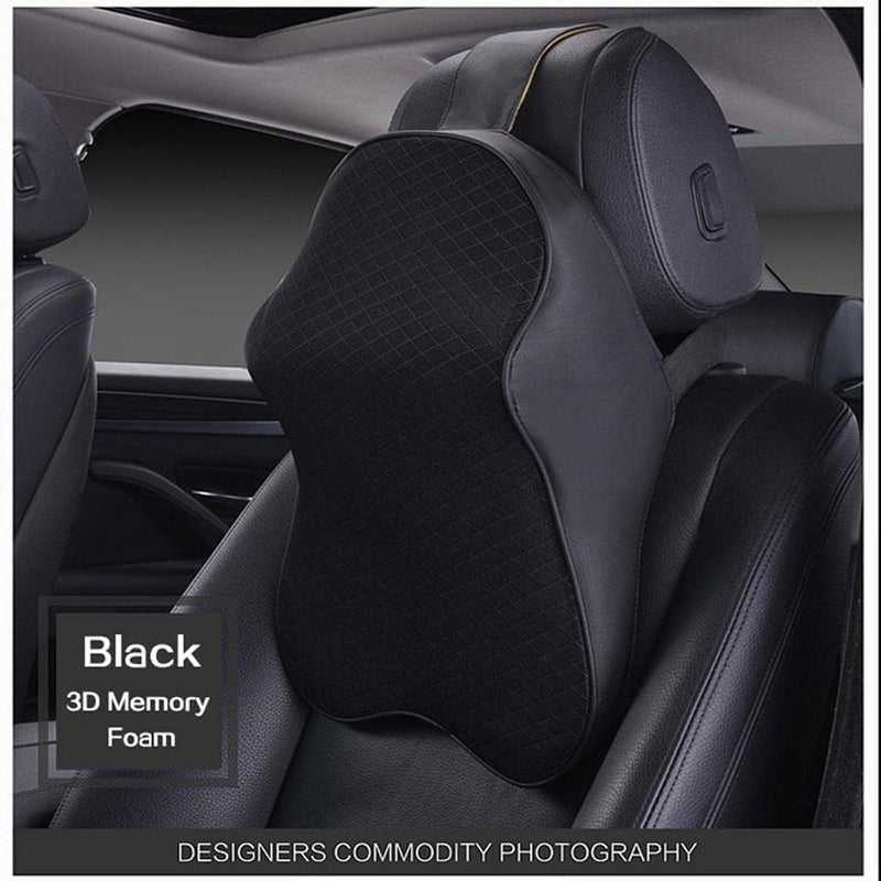 Car Seat Headrest Neck Rest Cushion Car Neck Support Pillow Durable Memory Foam Neck Pillow with Breathable Cover Comfortable Ergonomic Car Neck Pillow for Neck Pain Relief for DrivingBlack - Image 3