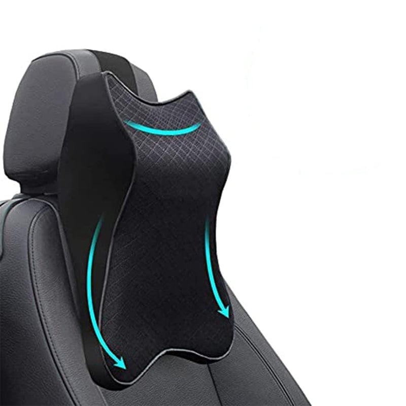 Car Seat Headrest Neck Rest Cushion Car Neck Support Pillow Durable Memory Foam Neck Pillow with Breathable Cover Comfortable Ergonomic Car Neck Pillow for Neck Pain Relief for DrivingBlack - Image 1