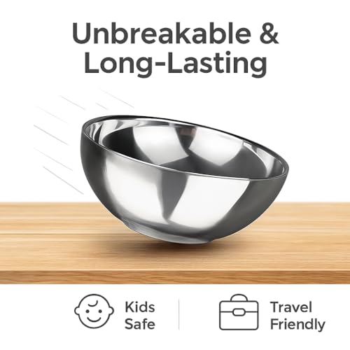 Alark Multipurpose High Grade Stainless Steel Bowl Portis Serving Bowl Silver Kitchen Solid Salad Mixing Bowl and Kitchen Dining Dinnerware Serving Bowl Deep Round Food Storage Vati Kneading Katori - Image 3