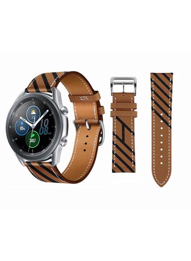 بيرفيي سوار بديل مصنوع من الجلد الطبيعي الممتاز، ويستخدم  لساعة سامسونج جالاكسي 3، بمقاس 45 مم. بني - Image 1