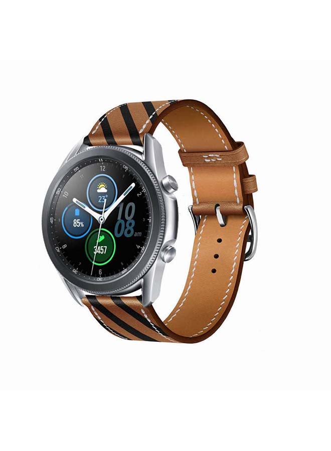 بيرفيي سوار بديل مصنوع من الجلد الطبيعي الممتاز، ويستخدم  لساعة سامسونج جالاكسي 3، بمقاس 45 مم. بني - Image 2