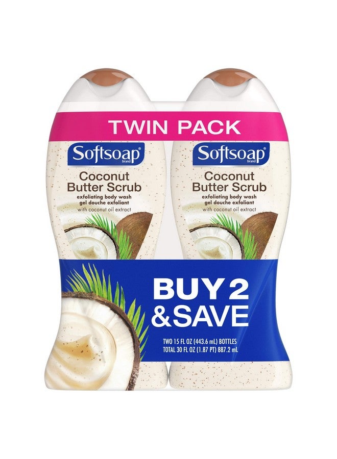 Softsoap Body Butter Coconut Scrub, Body Buff Wash, 15 Ounce (Pack of 2) - Image 1