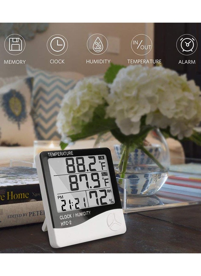 Generic Digital Hygrometer Thermometer, Temperature / Humidity Monitor with LCD Alarm Clock, Indoor Room Thermometer / Humidity Meter for House Home Greenhouse  - Image 2